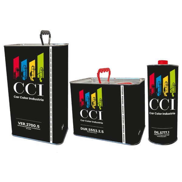 Kit : 5 litres vernis VER.2700.5 - 2,5 litres durcisseur lent DUR.5553.2.5 - 1 litre diluant DIL.S777.1