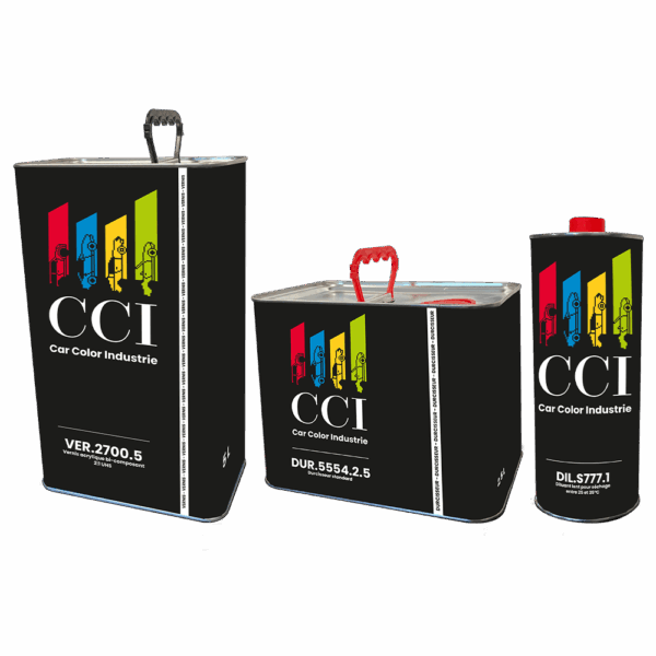 Kit : 5 litres vernis VER.2700.5 - 2,5 litres durcisseur standard DUR.5554.2.5 - 1 litre diluant DIL.S777.1